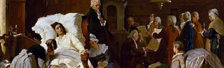 Immagine della tela raffigurante la morte di Mozart - malato grave